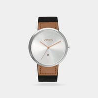 ‎ ساعة زايروس الرجالية من الجلد باللون الأسود الرآ...