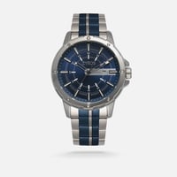 ‎ ساعة زايروس رجاليه من الستيل باللون الفضي و الأز...