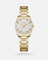 ‎ ساعة نسائية بسير ستيل باللون الذهبي