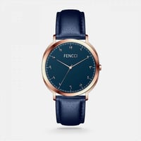 ‎ ساعة جلد رجالية بتصميم كلاسيك وتقليدي بلون أزرق...