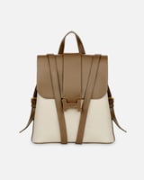 ‎ شنطة ظهر جلد باللون البني والبيج