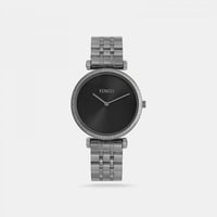 ‎ ساعة رجالية بسوار من الستيل الفضي بتصميم عصري وأ...