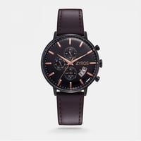 ‎ ساعة زايروس الرجالية عصريه من الجلد بلون بني | Z...