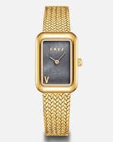  ساعة نسائية بسير شبكي بلون ذهبي