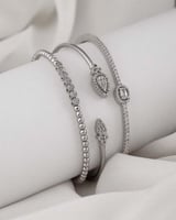 ‎ اساور نسائيه بلون فضي بتصميم عصري | ZJS026L11