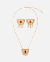 ‎ طقم نسائي مميز باللون الذهبي | MJS023F0140