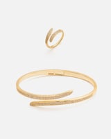 ‎ طقم نسائي بتصميم جذاب بلون ذهبي | MJS001F0101