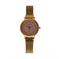 ‎ ساعة زايروس النسائيه بسير شبكي بلون ذهبي | ZAM02...