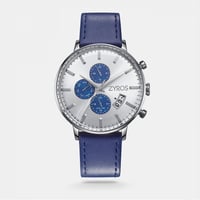 ‎ ساعة زايروس الرجالية عصريه من الجلد بلون أزرق |...