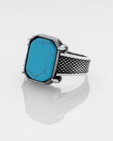 ‎ خاتم فضة رجالي بحجر فيروزي | ZJR088M1136