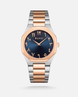 ‎ ساعة رجاليه بسير ستيل بلون فضي وروز قولد | LAS01...