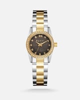 ‎ ساعة نسائية بسير ستيل بلون فضي وذهبي