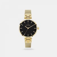 ‎ ساعة موك برق نسائية بسوار شبكي باللون الذهبي | 3...