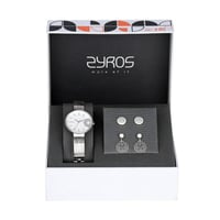 ‎ طقم زايروس نسائي من ساعة وحلق بتصميم تقليدي | SZ...