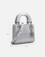 ‎ شنطة نسائية من الجلد بلون فضي| ZLH847F1111