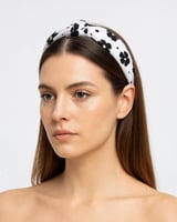 طوق للشعر باللون الأبيض والأسود