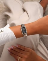 ‎ ساعة فينشي نسائيه من الستيل بلون فضي وذهبي | FOS...