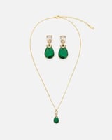 ‎ طقم نسائي من حلق وسلسال بلون ذهبي | MJS086F0108