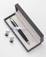 هدايا رجالية اليتير قلم وكبك بلون أسود وفضي