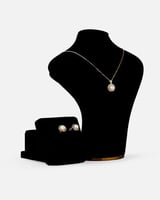 ‎ طقم نسائي من حلق وسلسال بلون ذهبي