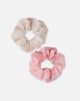 ربطة مطاطية للشعر بلون أبيض و وردي