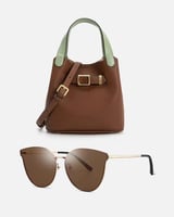 طقم هدية الفي اند كو شنطة ونظارة بلون بني
