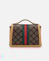 ‎ شنطة نسائية من الجلد بلون بني