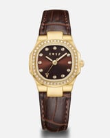 ‎ ساعة نسائية من الجلد بلون بني | آن