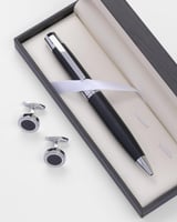 هدايا رجالية اليتير قلم وكبك بلون أسود وفضي