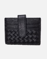 ‎ محفظة نسائية من الجلد بلون أسود