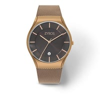 ‎ ساعة زايروس الرجاليه بسير شبكي بلون روز قولد | Z...