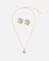 ‎ طقم نسائي من حلق وسلسال بلون ذهبي