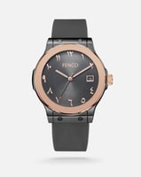 ‎ ساعة رجاليه من الربل بلون رمادي | FAR015M100404