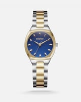 ‎ ساعة نسائية بسير ستيل بلون فضي وذهبي