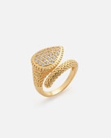‎ خاتم نسائي بتصميم كلاسيك بلون ذهبي