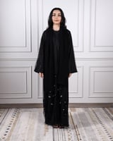 ‎ عباية نسائية زايروس شيفون بلون أسود