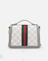 ‎ شنطة نسائية من الجلد بلون رمادي