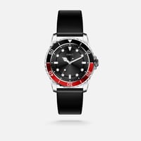 ‎ ساعة فينشي رجاليه بسير من الربل بلون أسود | FAM0...