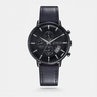 ‎ ساعة زايروس الرجالية عصريه من الجلد بلون أسود |...