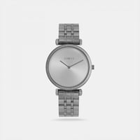 ‎ ساعة رجالية بسوار من الستيل الفضي بتصميم عصري وأ...