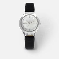 ‎ ساعة نسائية باللون الفضي وسوار مخملي أسود | ZAV0...