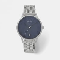 ‎ ساعة زايروس الرجالية بسوار شبكي بلون فضي بتصميم...