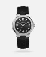 ‎ ساعة رجالية بسير من الربل بلون أسود