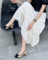 ‎ حذاء نسائي بكعب بلون بني وأسود