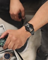 ‎ ساعة رجاليه من الربل بلون رمادي | FAR015M100404