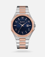 ‎ ساعة رجالية إلڤي ستيل بلون فضي وروز قولد | LAS00...