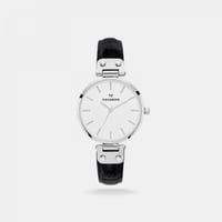 ‎ ساعة موك برق نسائية بسوار من الجلد باللون الأسود...