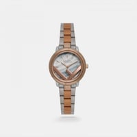 ‎ ساعة نسائية بسير من الستيل باللونين الروز قولد و...