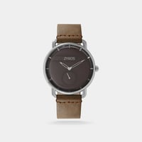 ‎ ساعة زايروس الرجالية من الجلد باللون البني الأني...