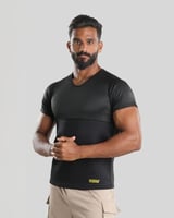تي شيرت رجالي أسود لشد البطن ونحت الخصر